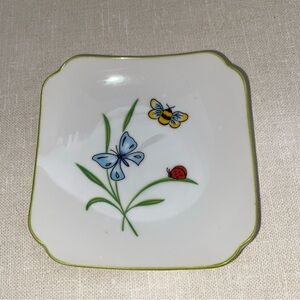 Vintage Trinket Dish JI Imports‎ Japan Butterfly Bumblebee Bee Ladybug Floral